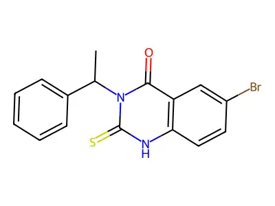 6-bromo-2-mercapto-3-(1-phenylethyl)quinazolin-4(3H)-one structure