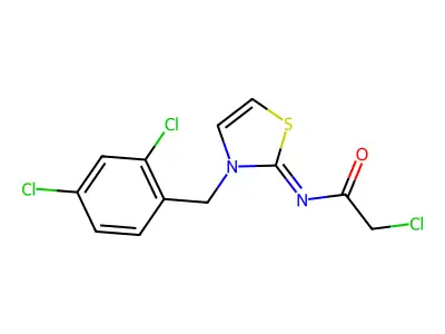 2-chloro-N-[(2Z)-3-(2,4-dichlorobenzyl)-1,3-thiazol-2(3H)-ylidene]acetamide structure