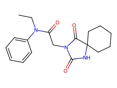 2-(2,4-dioxo-1,3-diazaspiro[4.5]dec-3-yl)-N-ethyl-N-phenylacetamide structure