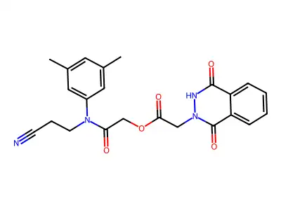 [2-[N-(2-cyanoethyl)-3,5-dimethylanilino]-2-oxoethyl] 2-(1,4-dioxo-3H-phthalazin-2-yl)acetate structure