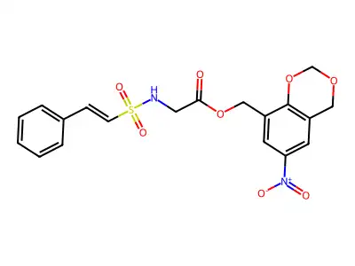 (6-nitro-2,4-dihydro-1,3-benzodioxin-8-yl)methyl 2-(2-phenylethenesulfonamido)acetate structure
