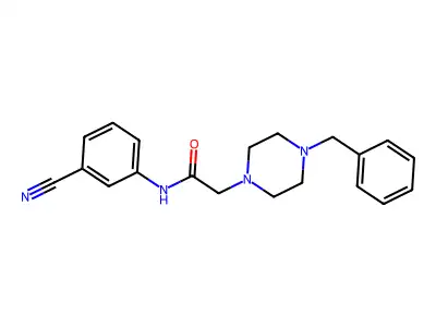 2-(4-benzylpiperazin-1-yl)-N-(3-cyanophenyl)acetamide structure