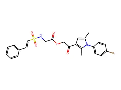 [2-[1-(4-bromophenyl)-2,5-dimethylpyrrol-3-yl]-2-oxoethyl] 2-[[(E)-2-phenylethenyl]sulfonylamino]acetate structure