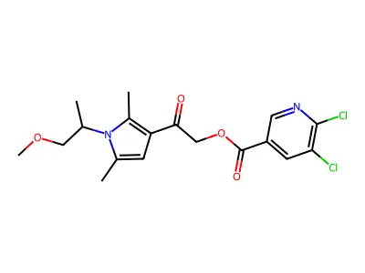 [2-[1-(1-methoxypropan-2-yl)-2,5-dimethylpyrrol-3-yl]-2-oxoethyl] 5,6-dichloropyridine-3-carboxylate structure