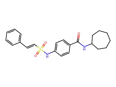 N-cycloheptyl-4-(2-phenylethenesulfonamido)benzamide structure