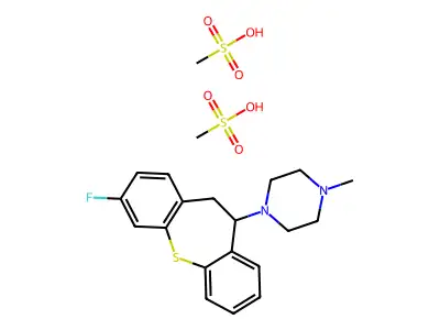 3-Fluoro-10-(4-methylpiperazino)-10,11-dihydrodibenzo(b,f)thiepin dimethanesulfonate structure