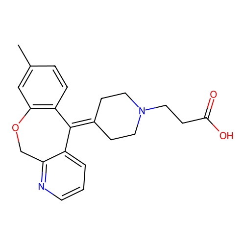 4-[8-Methyl[1]benzoxepino[3,4-b]pyridin-5(11H)-ylidene]piperidine-1-propanoic acid structure