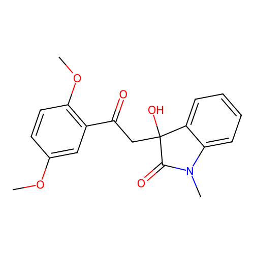 3-[2-(2,5-dimethoxyphenyl)-2-oxoethyl]-3-hydroxy-1-methyl-1,3-dihydro-2H-indol-2-one structure