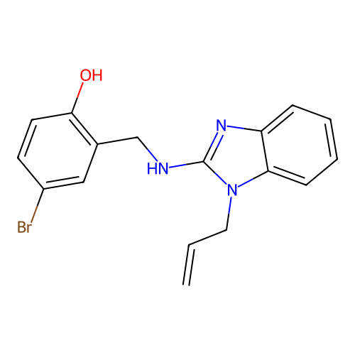 4-bromo-2-({[1-(prop-2-en-1-yl)-1H-benzimidazol-2-yl]amino}methyl)phenol structure