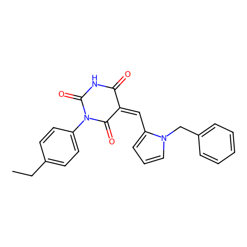 (5Z)-5-[(1-benzylpyrrol-2-yl)methylidene]-1-(4-ethylphenyl)-1,3-diazinane-2,4,6-trione structure