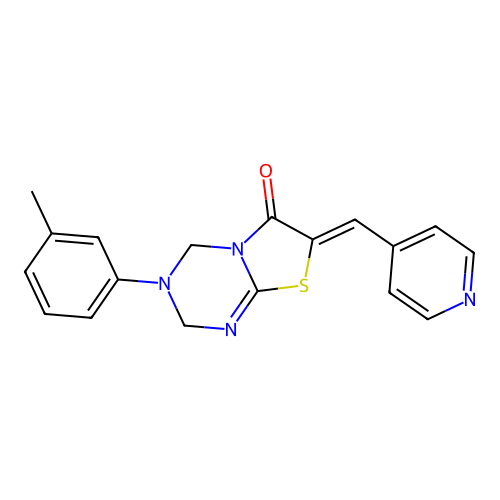 (7Z)-3-(3-methylphenyl)-7-(pyridin-4-ylmethylidene)-3,4-dihydro-2H-[1,3]thiazolo[3,2-a][1,3,5]triazin-6(7H)-one structure