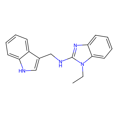 (1-Ethyl-1H-benzoimidazol-2-yl)-(1H-indol-3-ylmethyl)-amine structure