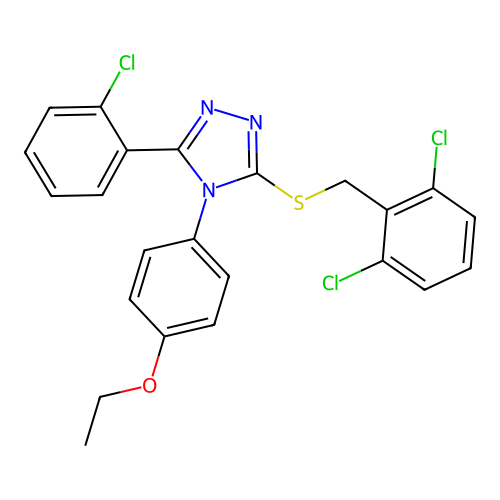 3-(2-chlorophenyl)-5-[(2,6-dichlorophenyl)methylsulfanyl]-4-(4-ethoxyphenyl)-1,2,4-triazole structure