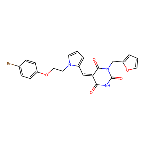 (5Z)-5-[[1-[2-(4-bromophenoxy)ethyl]pyrrol-2-yl]methylidene]-1-(furan-2-ylmethyl)-1,3-diazinane-2,4,6-trione structure
