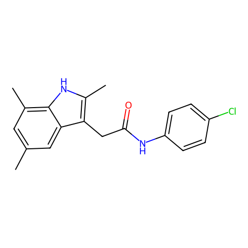 N-(4-chlorophenyl)-2-(2,5,7-trimethyl-1H-indol-3-yl)acetamide structure