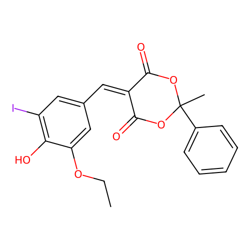 5-(3-Ethoxy-4-hydroxy-5-iodobenzylidene)-2-methyl-2-phenyl-1,3-dioxane-4,6-dione structure