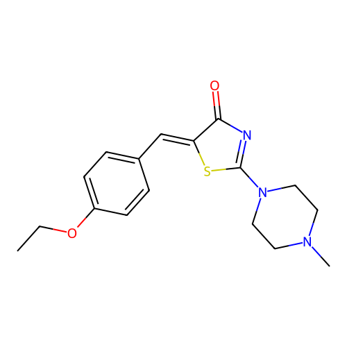 (5Z)-5-(4-ethoxybenzylidene)-2-(4-methylpiperazin-1-yl)-1,3-thiazol-4(5H)-one structure