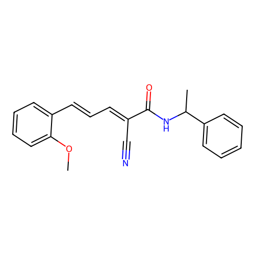 2-cyano-5-(2-methoxyphenyl)-N-(1-phenylethyl)penta-2,4-dienamide structure