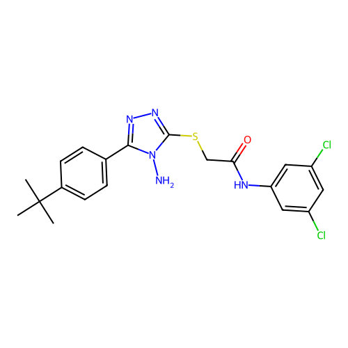 2-[[4-amino-5-(4-tert-butylphenyl)-1,2,4-triazol-3-yl]sulfanyl]-N-(3,5-dichlorophenyl)acetamide structure