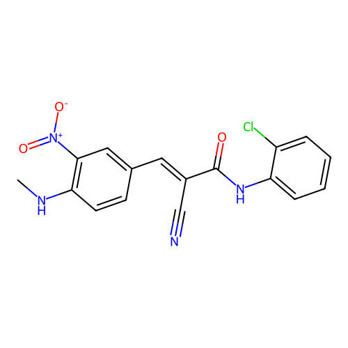 N-(2-chlorophenyl)-2-cyano-3-[4-(methylamino)-3-nitrophenyl]prop-2-enamide structure