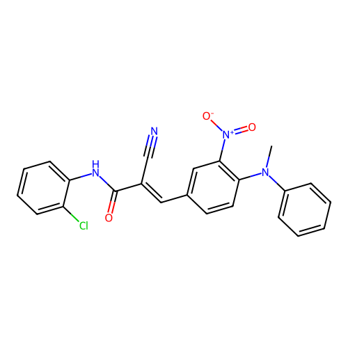 (E)-N-(2-chlorophenyl)-2-cyano-3-[4-(N-methylanilino)-3-nitrophenyl]prop-2-enamide structure
