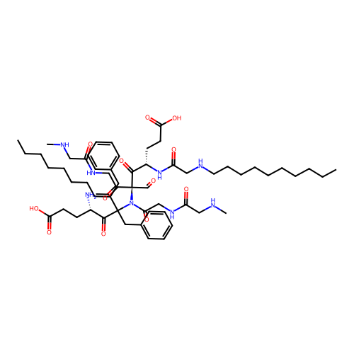 Cyclo(glu(O-benzyl)-sar-gly-(N-n-decyl)gly)2 structure
