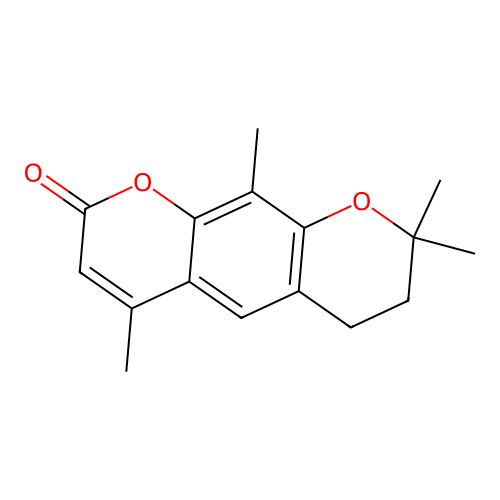 4,8,8,10-tetramethyl-7,8-dihydro-2H,6H-pyrano[3,2-g]chromen-2-one structure