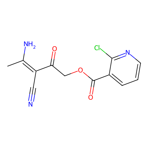 (4-Amino-3-cyano-2-oxopent-3-enyl) 2-chloropyridine-3-carboxylate structure