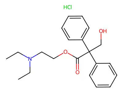 Propionic acid, 2,2-diphenyl-3-hydroxy-, 2-(diethylamino)ethyl ester, hydrochloride structure