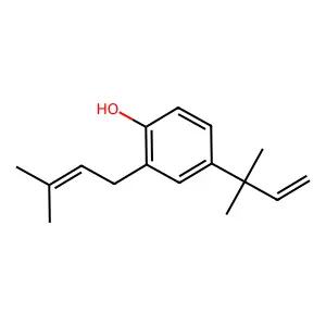 2-(3-Methylbut-2-enyl)-4-(2-methylbut-3-en-2-yl)phenol structure