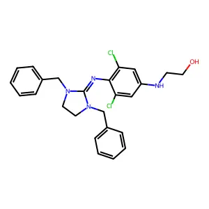 2-{3,5-Dichloro-4-[(1,3-dibenzylimidazolidin-2-ylidene)amino]anilino}ethan-1-ol structure