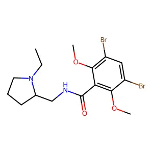 Benzamide, 3,5-dibromo-2,6-dimethoxy-N-(1-ethyl-2-pyrrolidinylmethyl)-, (R)-(+)- structure