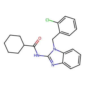 N-[1-[(2-chlorophenyl)methyl]benzimidazol-2-yl]cyclohexanecarboxamide structure