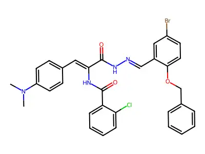 2-[(2-Chlorobenzoyl)amino]-3-[4-(dimethylamino)phenyl]-2-propenoic acid 2-[[5-bromo-2-(phenylmethoxy)phenyl]methylene]hydrazide structure
