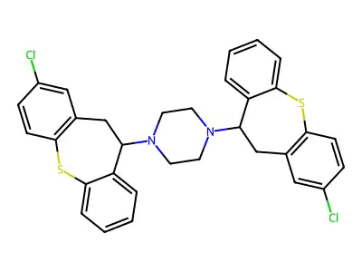 1,4-Bis(2-chloro-10,11-dihydrodibenzo(b,f)thiepin-10-yl)piperazine structure