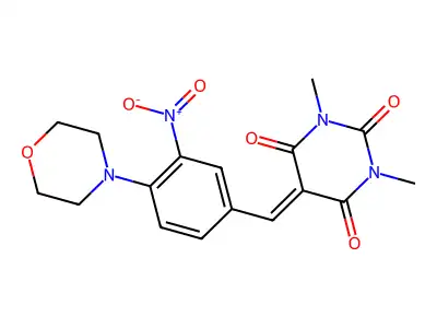 1,3-dimethyl-5-[(4-morpholino-3-nitrophenyl)methylene]-2,4,6(1H,3H,5H)-pyrimidinetrione structure