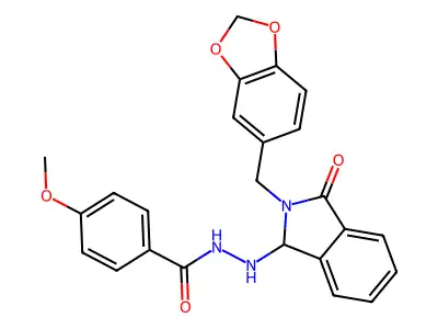 N'-[2-(1,3-benzodioxol-5-ylmethyl)-3-oxo-2,3-dihydro-1H-isoindol-1-yl]-4-methoxybenzohydrazide structure
