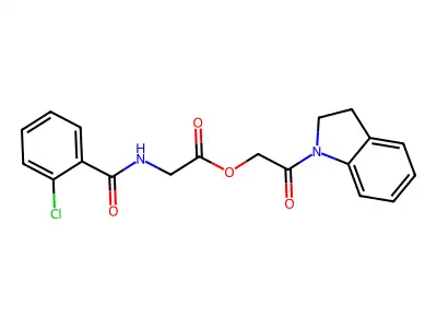 N-(2-Chlorobenzoyl)glycine 2-(2,3-dihydro-1H-indol-1-yl)-2-oxoethyl ester structure