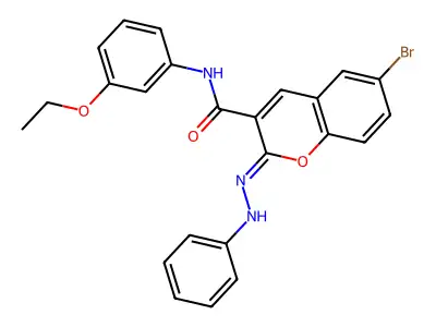 6-bromo-N-(3-ethoxyphenyl)-2-(phenylhydrazinylidene)chromene-3-carboxamide structure