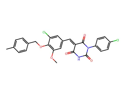 5-[[3-Chloro-5-methoxy-4-[(4-methylphenyl)methoxy]phenyl]methylene]-1-(4-chlorophenyl)-2,4,6(1H,3H,5H)-pyrimidinetrione structure