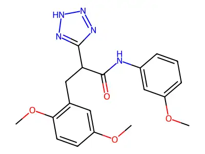 3-(2,5-dimethoxyphenyl)-N-(3-methoxyphenyl)-2-(2H-tetrazol-5-yl)propanamide structure