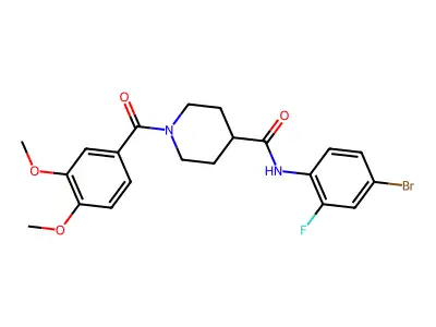 N-(4-bromo-2-fluorophenyl)-1-(3,4-dimethoxybenzoyl)piperidine-4-carboxamide structure