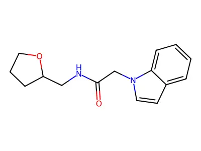 2-indol-1-yl-N-(oxolan-2-ylmethyl)acetamide structure
