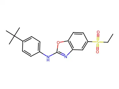 N-(4-tert-butylphenyl)-5-(ethanesulfonyl)-1,3-benzoxazol-2-amine structure