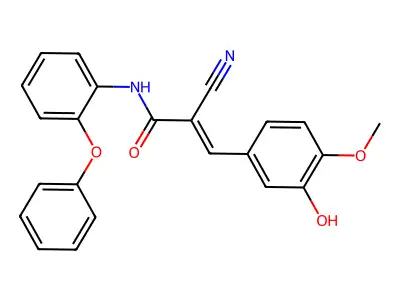 (E)-2-cyano-3-(3-hydroxy-4-methoxyphenyl)-N-(2-phenoxyphenyl)prop-2-enamide structure