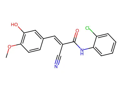 N-(2-chlorophenyl)-2-cyano-3-(3-hydroxy-4-methoxyphenyl)prop-2-enamide structure