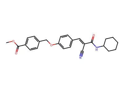 methyl 4-[[4-[(E)-2-cyano-3-(cyclohexylamino)-3-oxoprop-1-enyl]phenoxy]methyl]benzoate structure