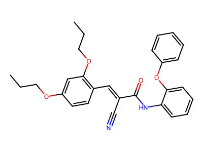 (E)-2-cyano-3-(2,4-dipropoxyphenyl)-N-(2-phenoxyphenyl)prop-2-enamide structure