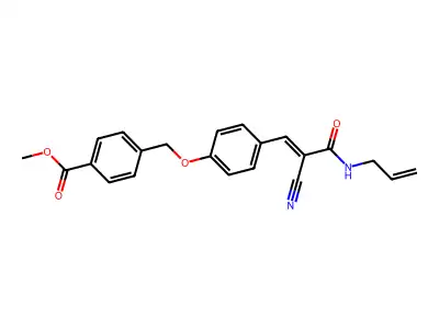 methyl 4-[(4-{2-cyano-2-[(prop-2-en-1-yl)carbamoyl]eth-1-en-1-yl}phenoxy)methyl]benzoate structure