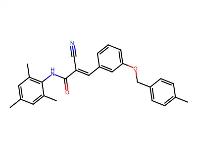 (E)-2-cyano-3-[3-[(4-methylphenyl)methoxy]phenyl]-N-(2,4,6-trimethylphenyl)prop-2-enamide structure
